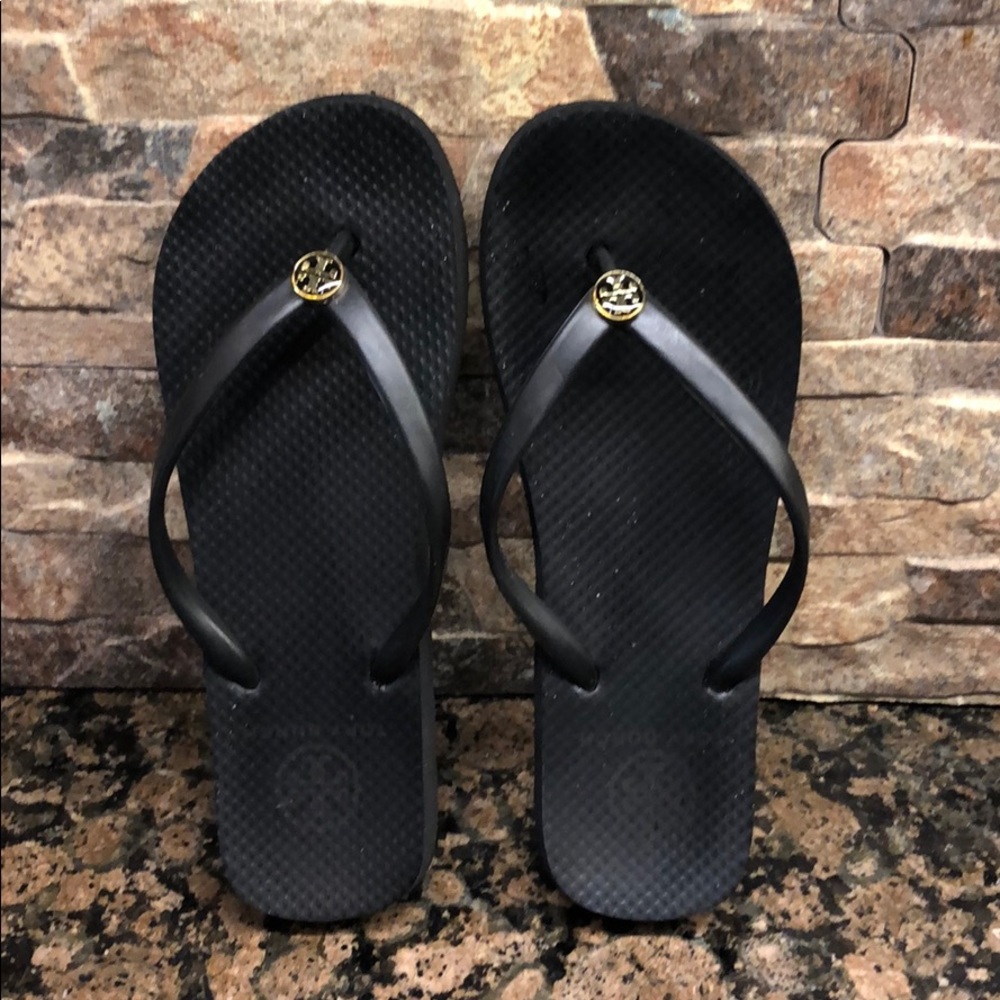 Black Tory Burch flip flops
